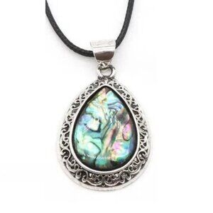 Abalone shellfish Natural Gemstone Water Drop Pendant Necklace Healing Gemstone